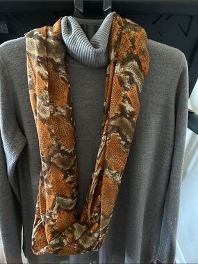 Source Unknown Orange and Brown Snake Print Infinity Scarf
